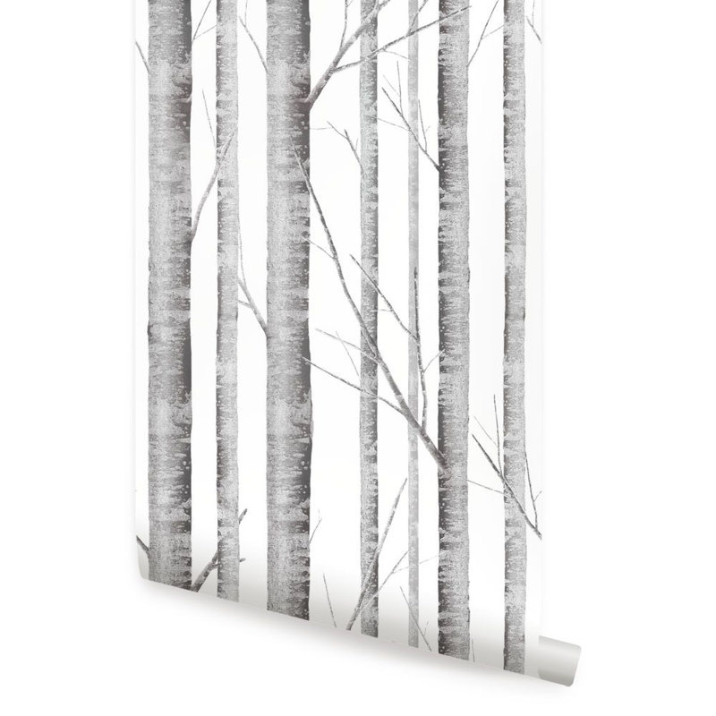 SimpleShapes Birch Tree Peel and Stick Wallpaper Panel Wayfair